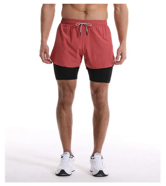 2 In 1 Basketball Sports Shorts Men Fitness Workout