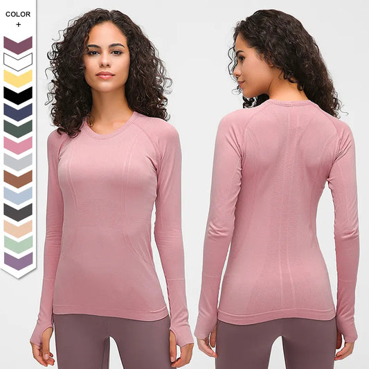 Women Yoga Sports Long Sleeve Anti-UV stretchy Shirt,
